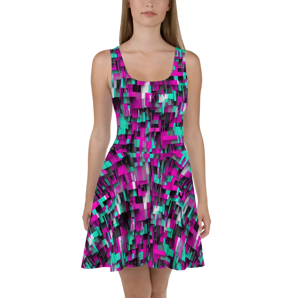 Neon Shard on Skater Dress — Front