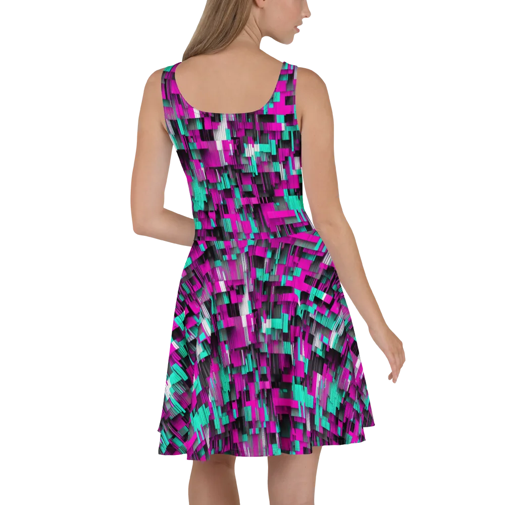 Neon Shard on Skater Dress — Back
