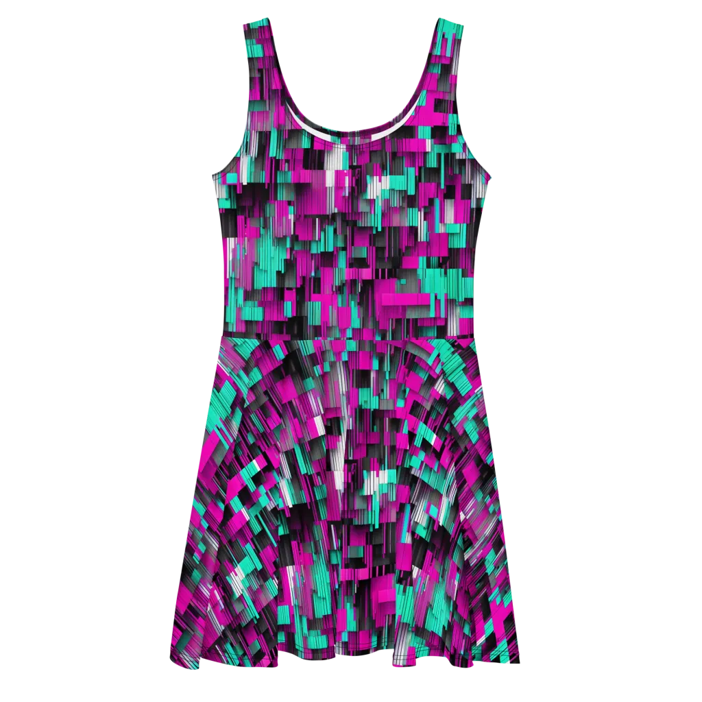Neon Shard on Skater Dress — Front