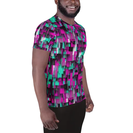 Neon Shard on a Men's Athletic T-Shirt
