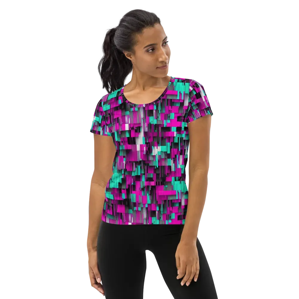 Neon Shard on Women's Athletic T-Shirt — Front