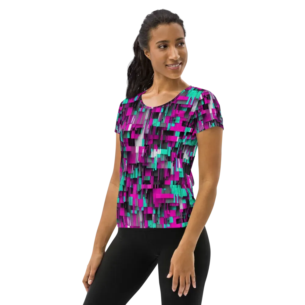 Neon Shard on Women's Athletic T-Shirt — Left