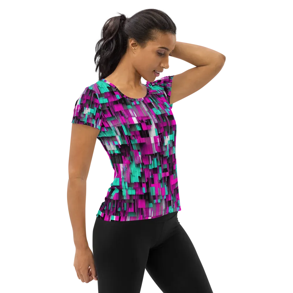 Neon Shard on Women's Athletic T-Shirt — Right