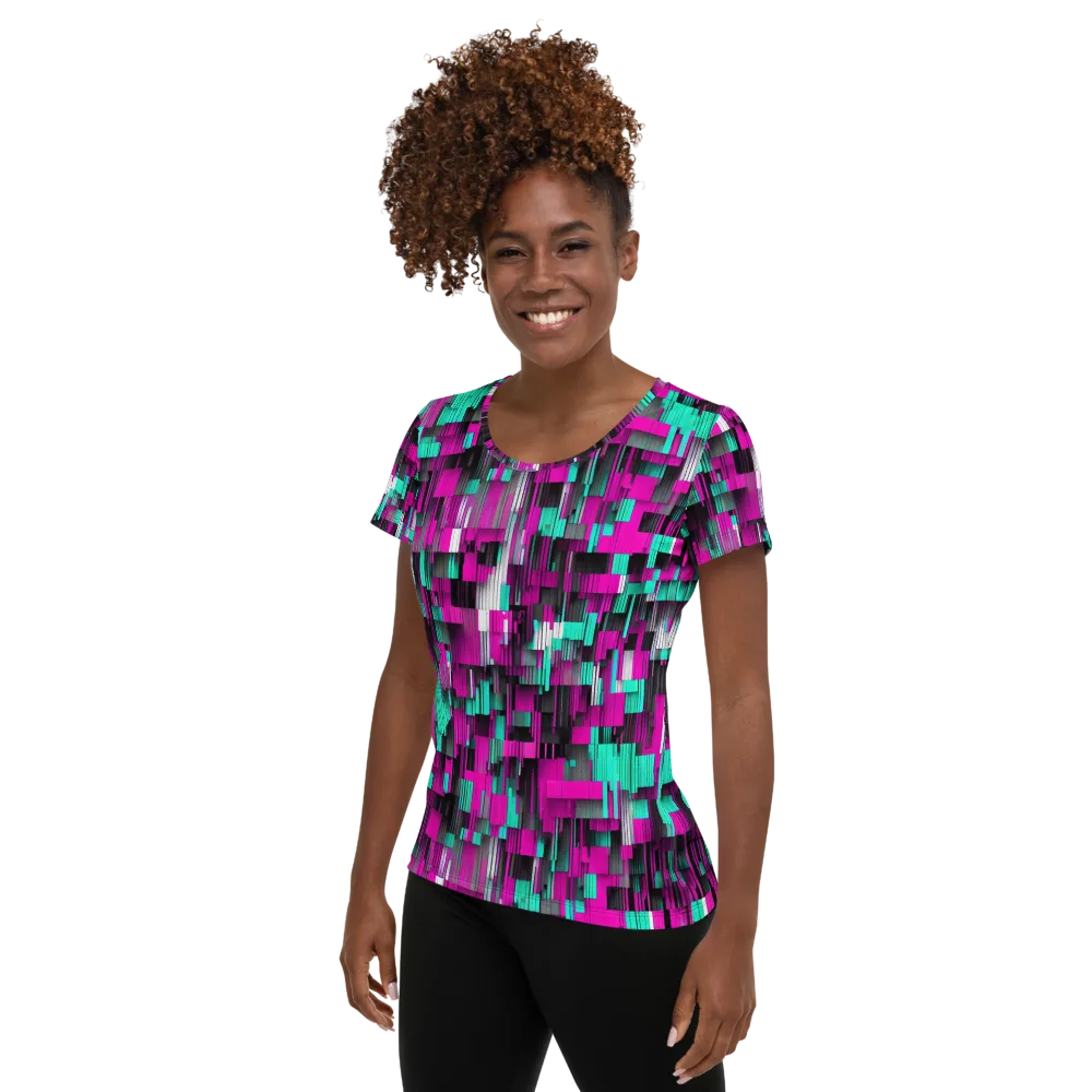 Neon Shard on Women's Athletic T-Shirt — Left
