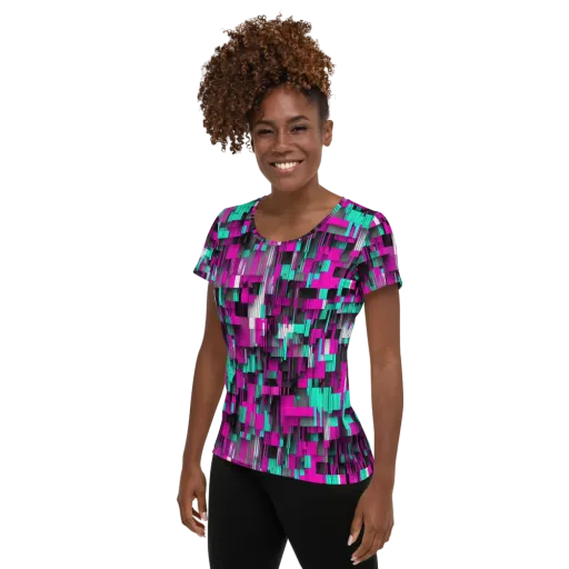 Neon Shard on a Women's Athletic T-Shirt