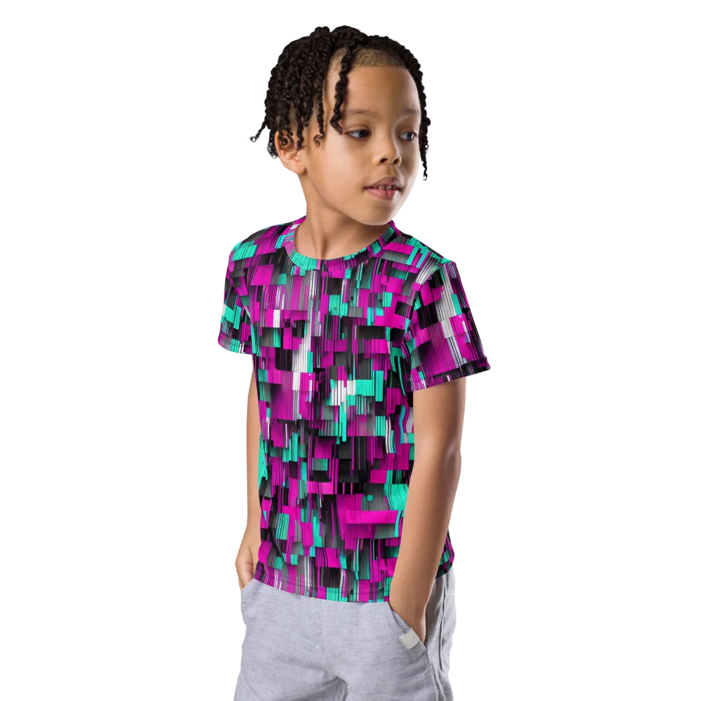 Neon Shard on Kids Crew Neck T-Shirt — Left Front