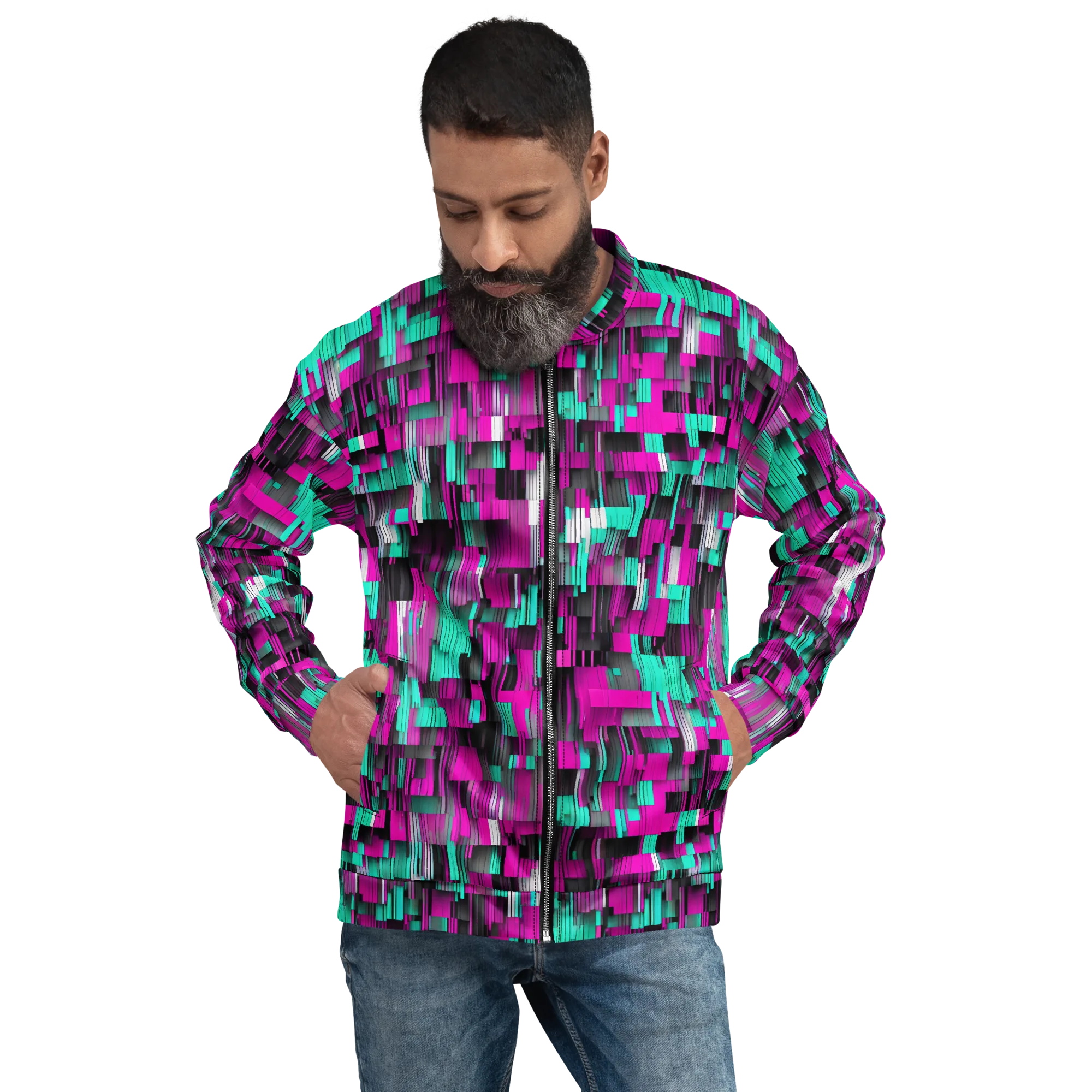 Neon Shard on Bomber Jacket — Front