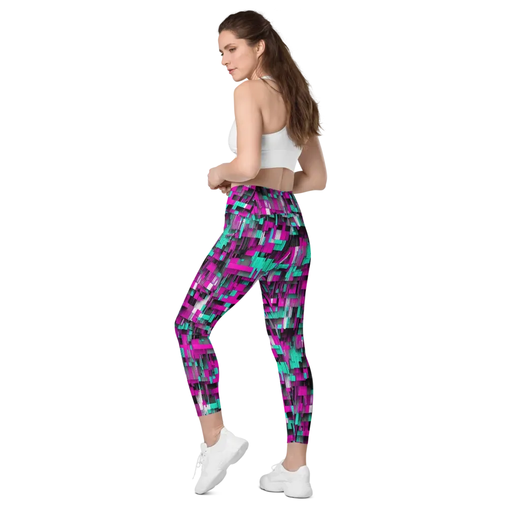 Neon Shard on Leggings with Pockets — Left Back