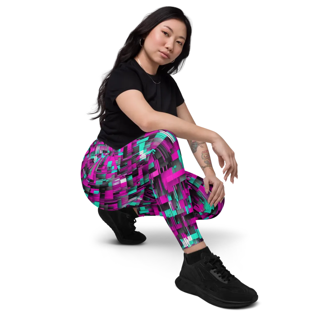 Neon Shard on Leggings with Pockets — Right Front