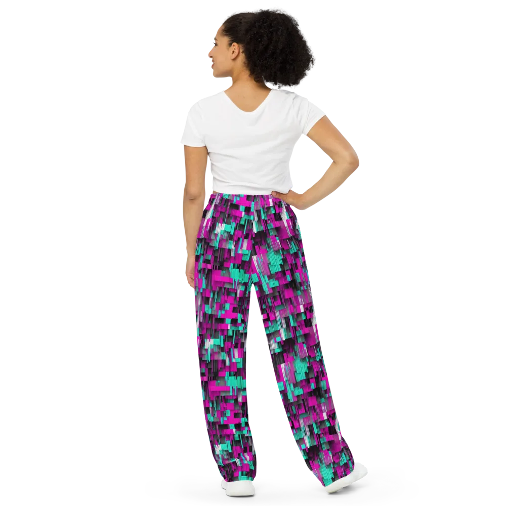 Neon Shard on Wide-Leg Pants — Back