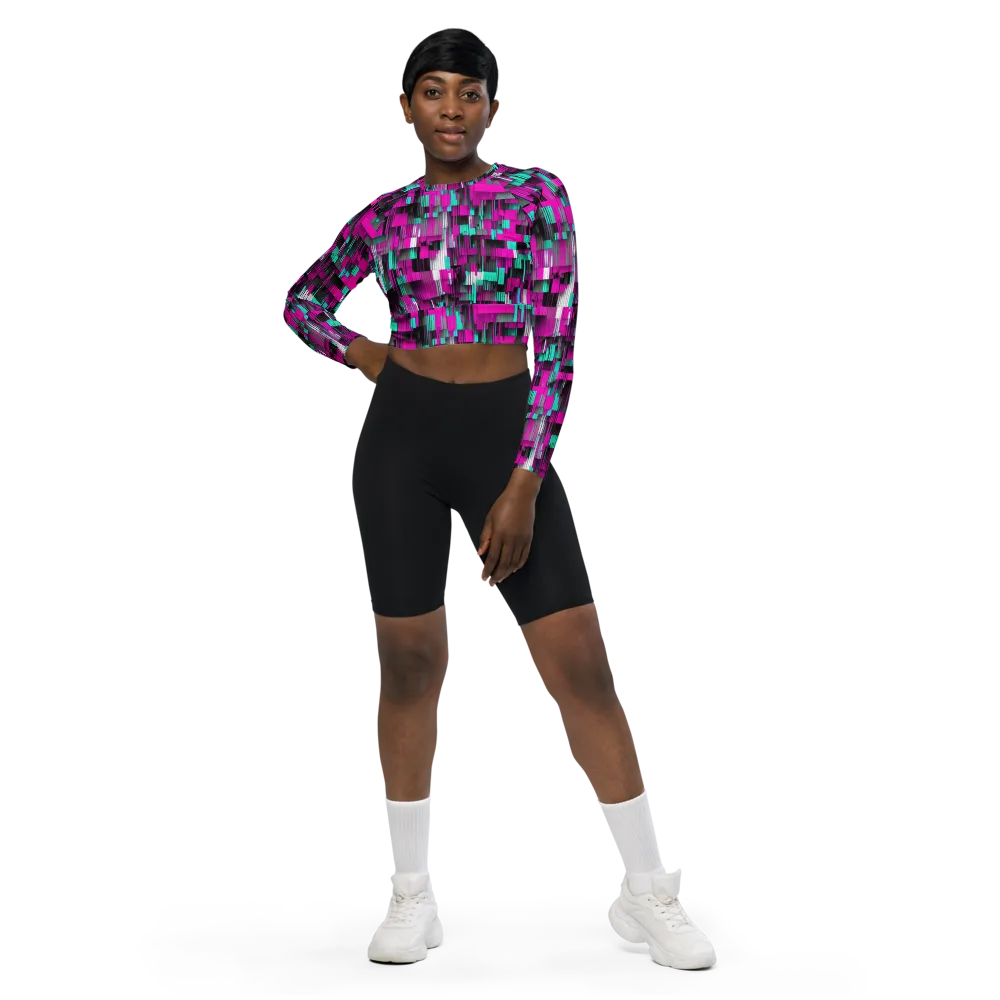 Neon Shard on Long Sleeve Crop Top — Front