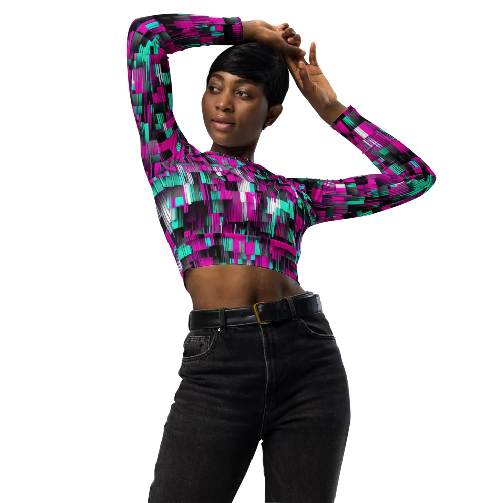 Neon Shard on Long Sleeve Crop Top — Front