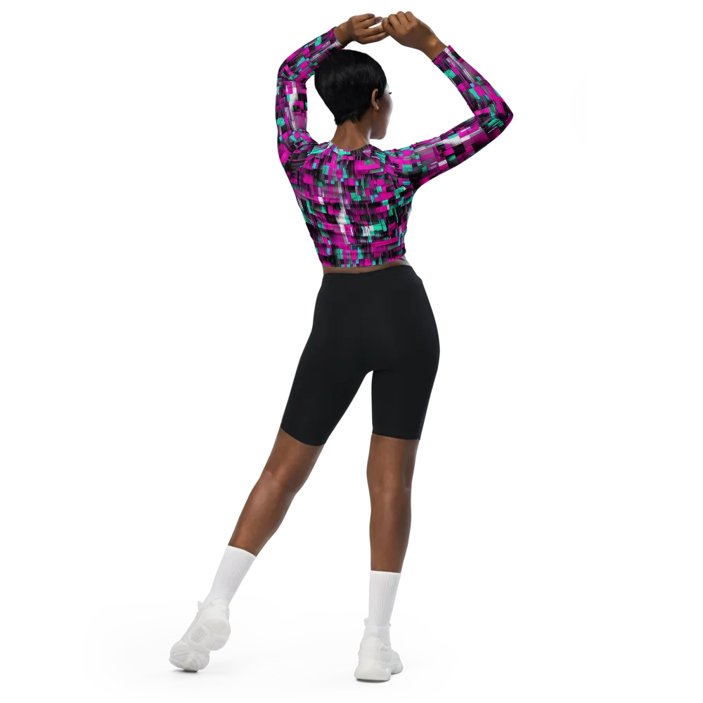 Neon Shard on Long Sleeve Crop Top — Back