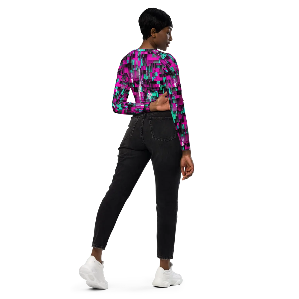 Neon Shard on Long Sleeve Crop Top — Right Back