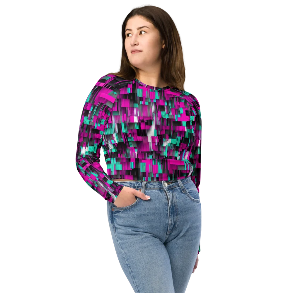 Neon Shard on Long Sleeve Crop Top — Front