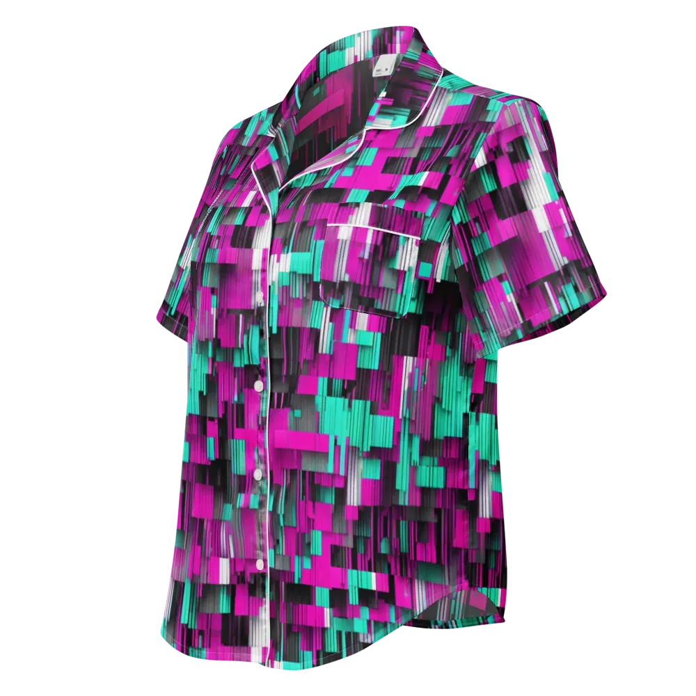 Neon Shard on Women's Short Sleeve Pajama Top — Left Front