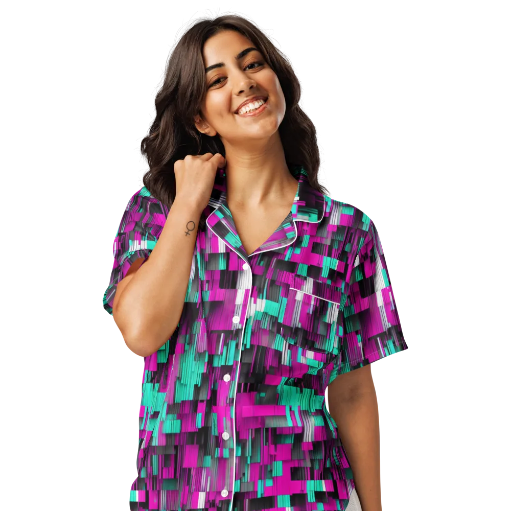 Neon Shard on Women's Short Sleeve Pajama Top — Front
