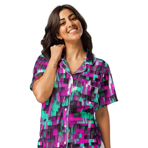 Neon Shard on a Women's Short Sleeve Pajama Top