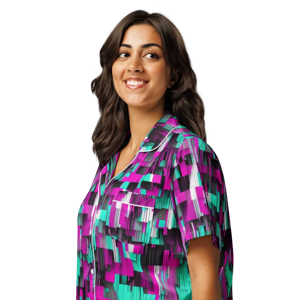Neon Shard on Women's Short Sleeve Pajama Top — Left Front
