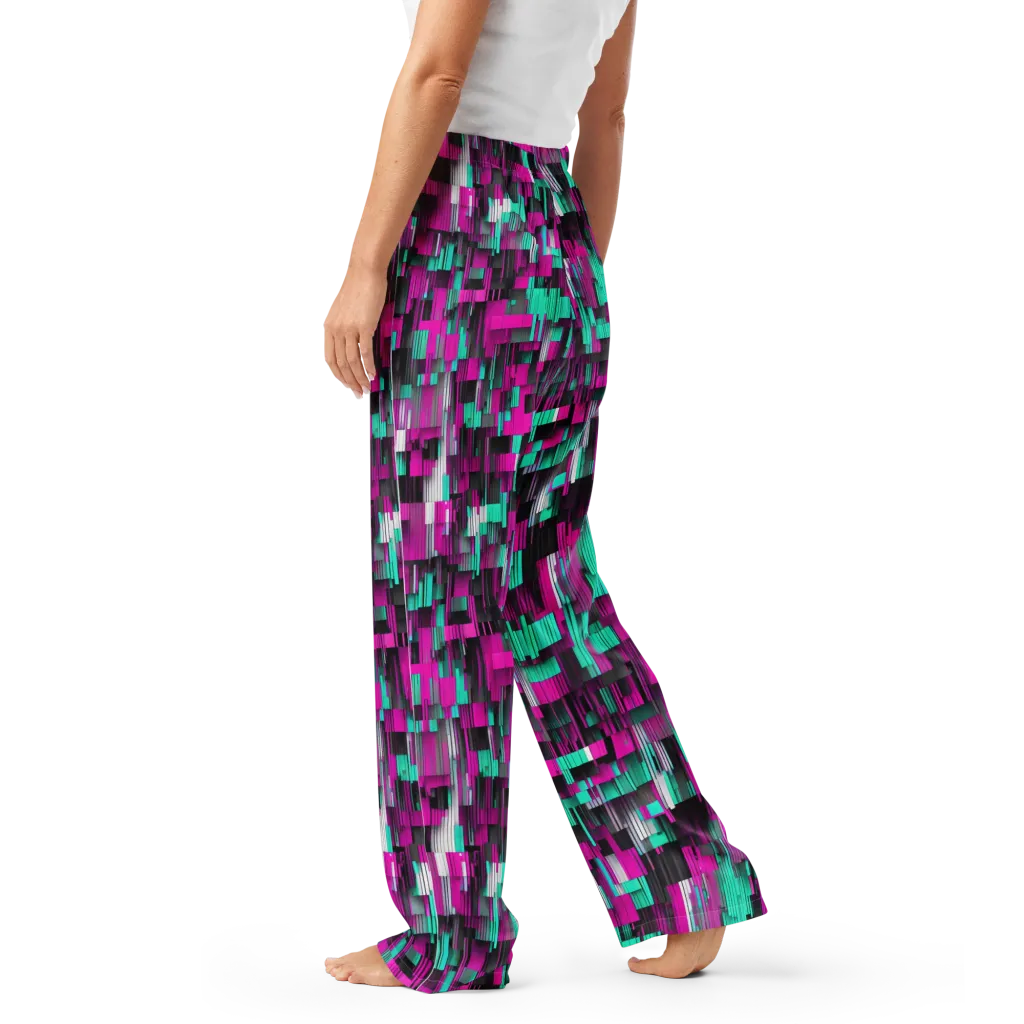 Neon Shard on Women's Pajama Pants — Left
