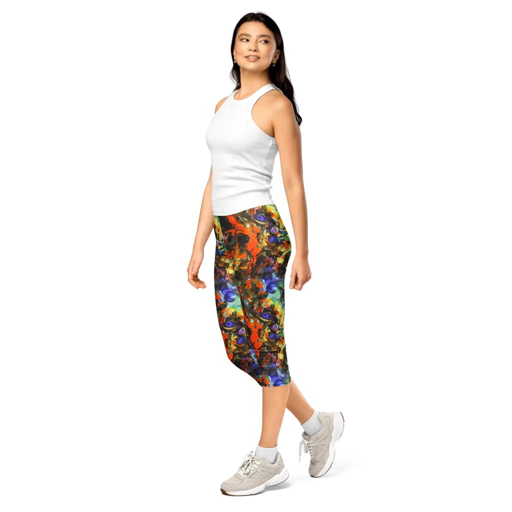 Opal Uprising on Capri Leggings — Left Front