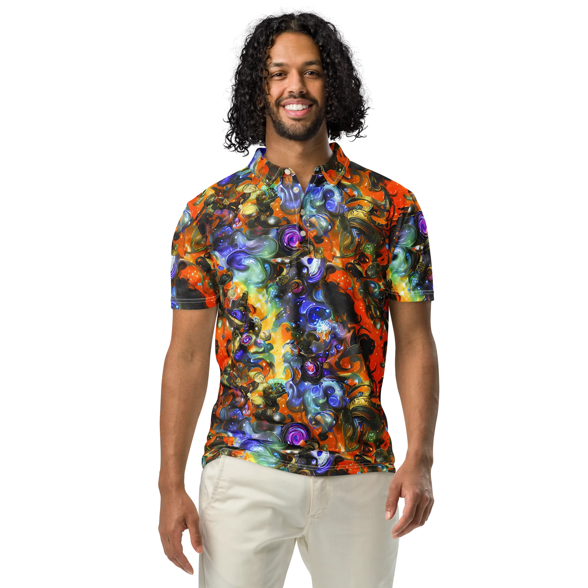 Opal Uprising on Men's Slim Fit Polo Shirt — Front