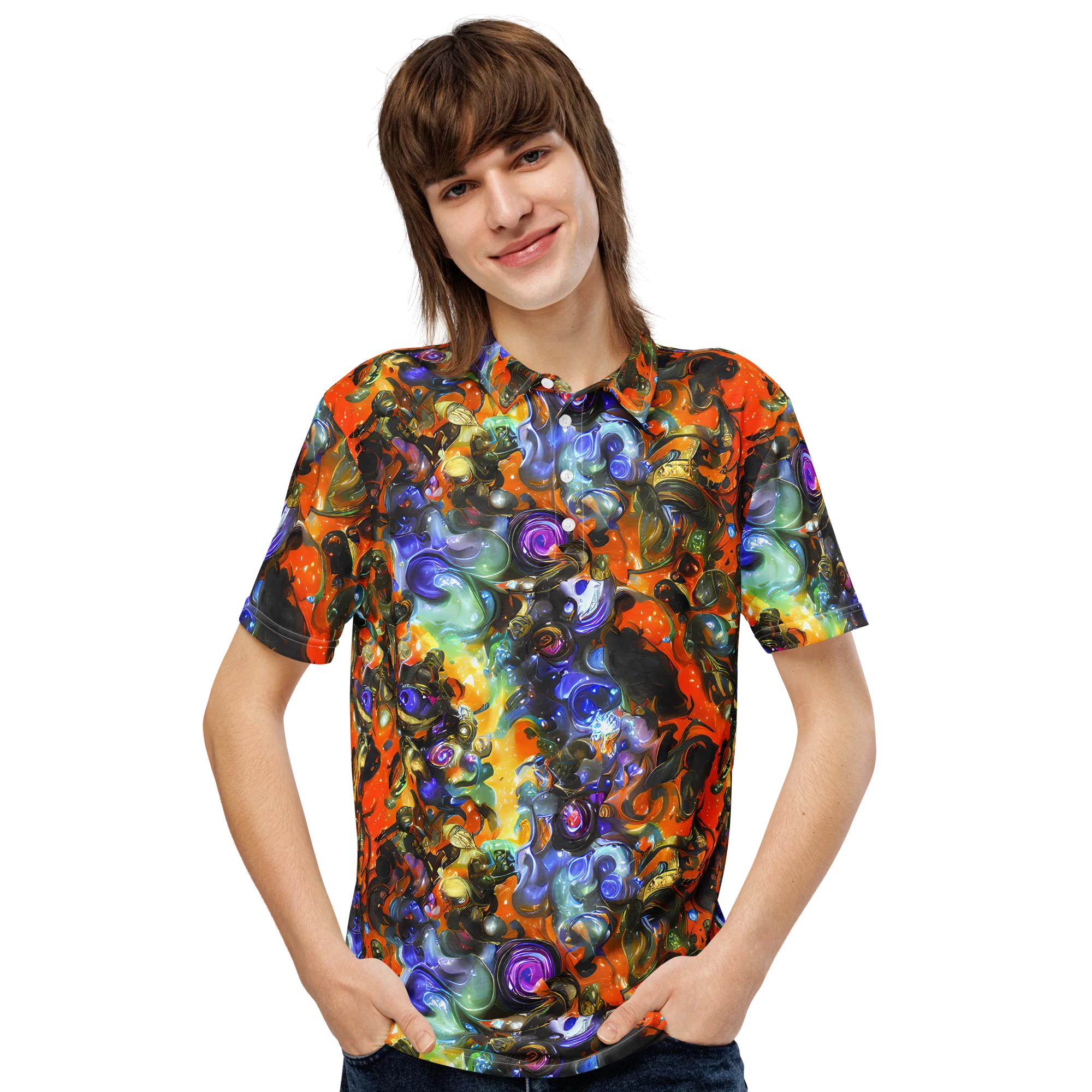 Opal Uprising on Men's Slim Fit Polo Shirt — Front