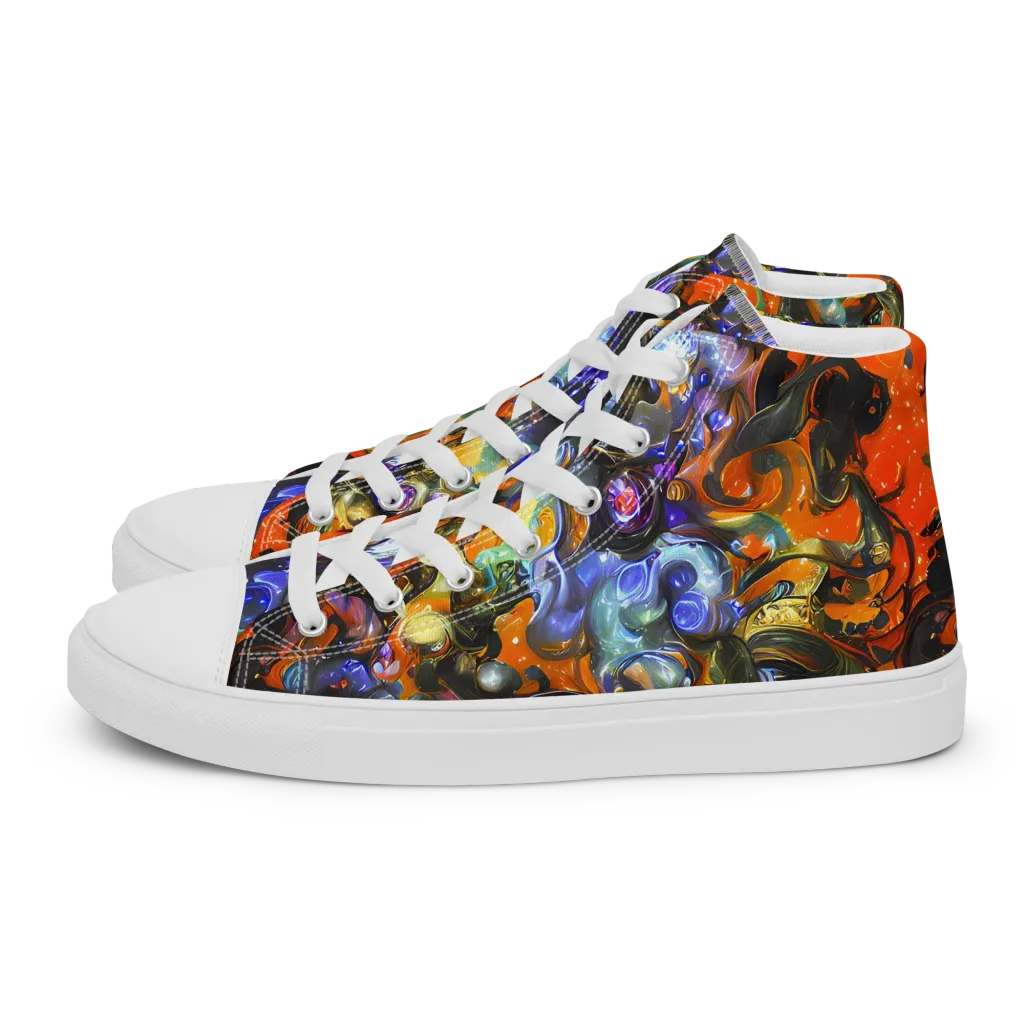 Opal Uprising on Men's High Top Canvas Shoes — Left