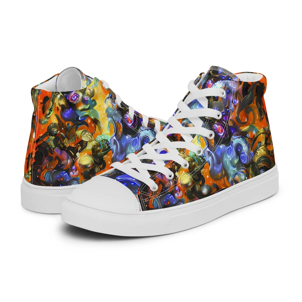 Opal Uprising on Men's High Top Canvas Shoes — Left