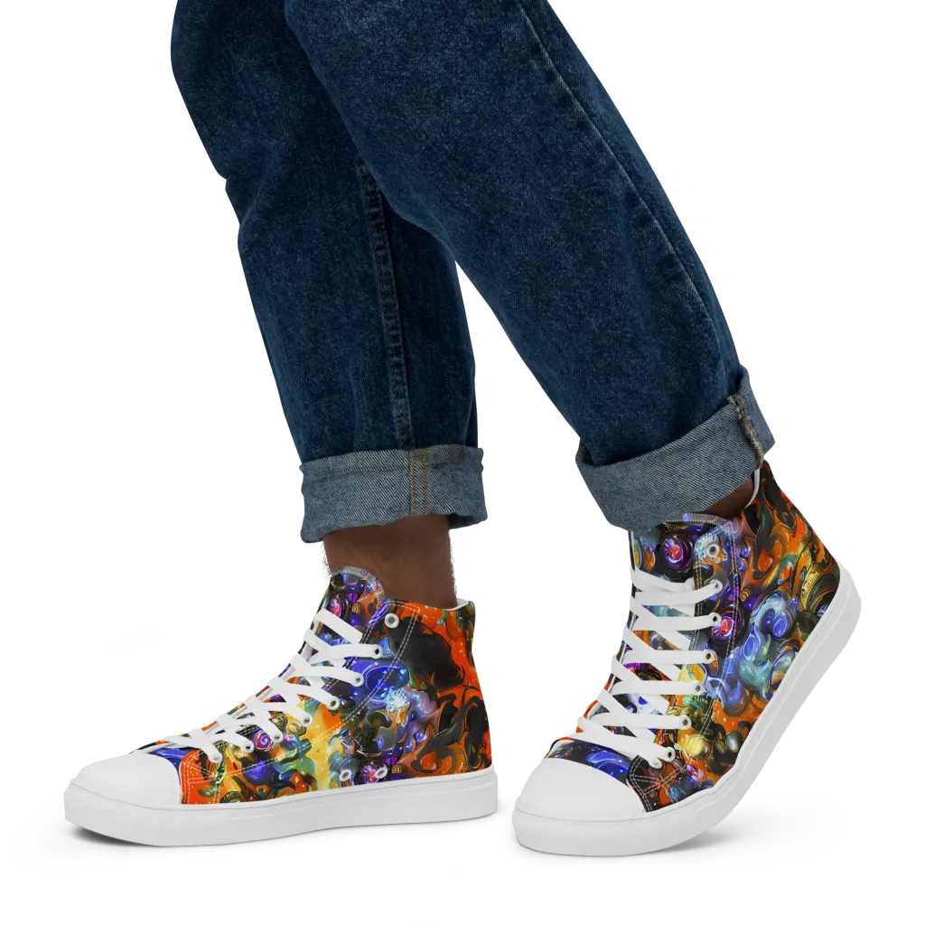 Opal Uprising on Men's High Top Canvas Shoes — Left