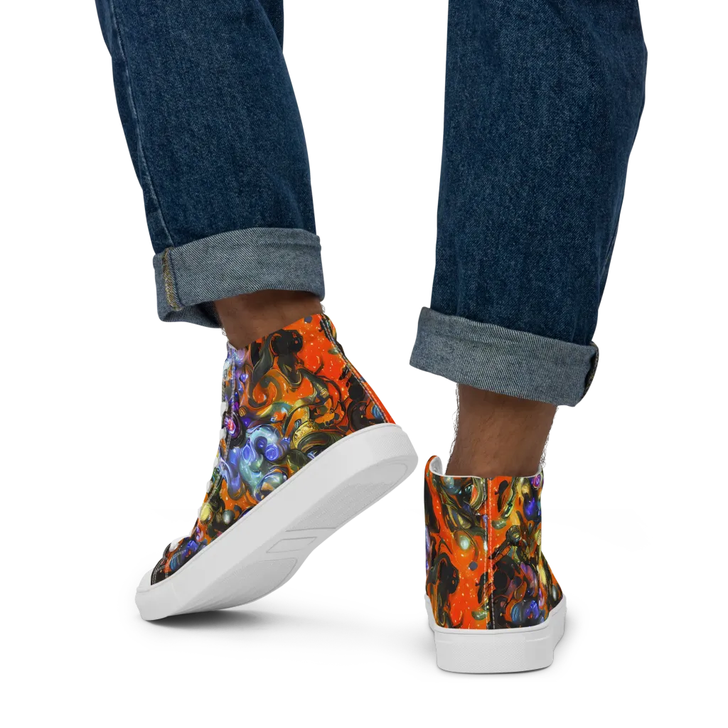 Opal Uprising on Men's High Top Canvas Shoes — Back