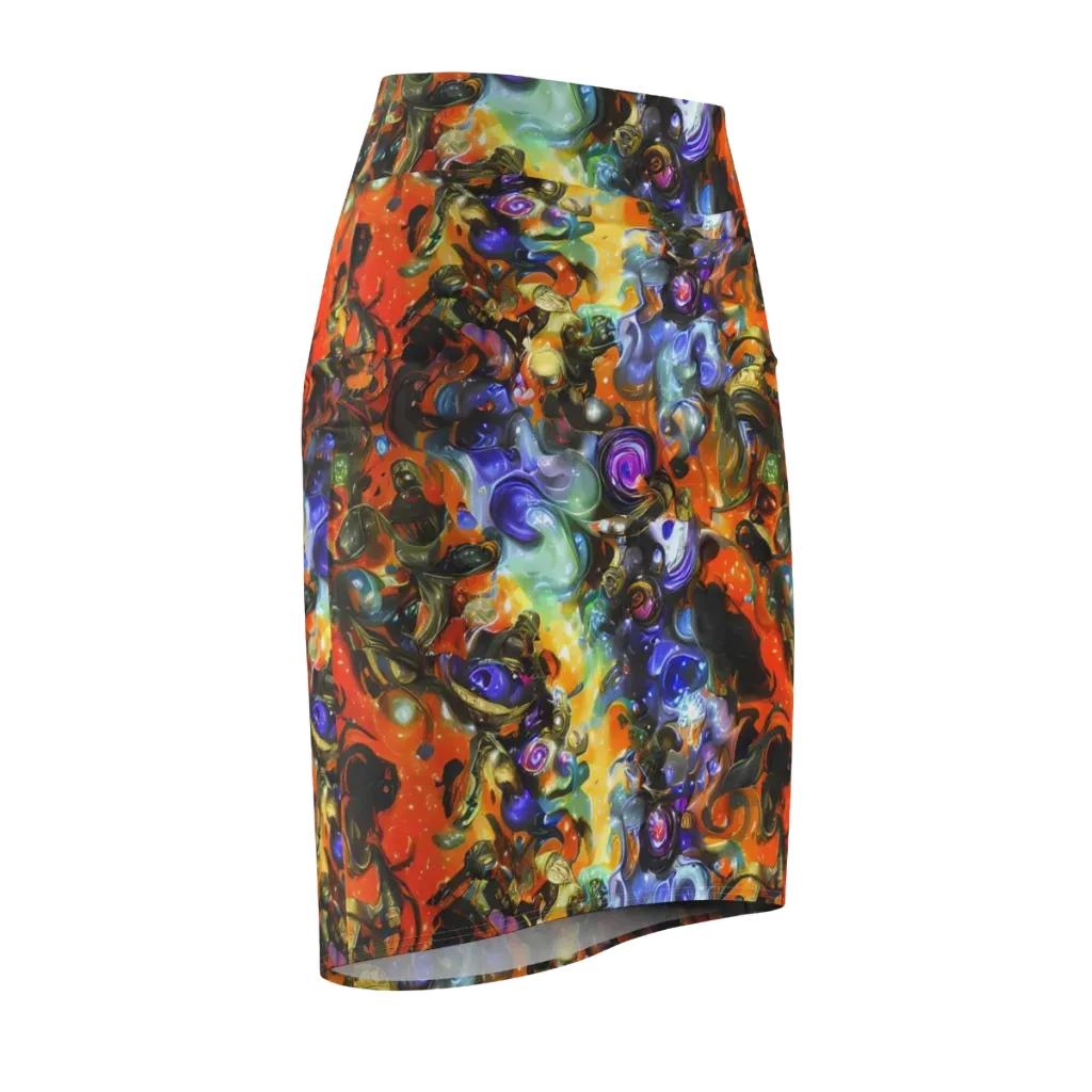 Opal Uprising on Pencil Skirt — Front Side