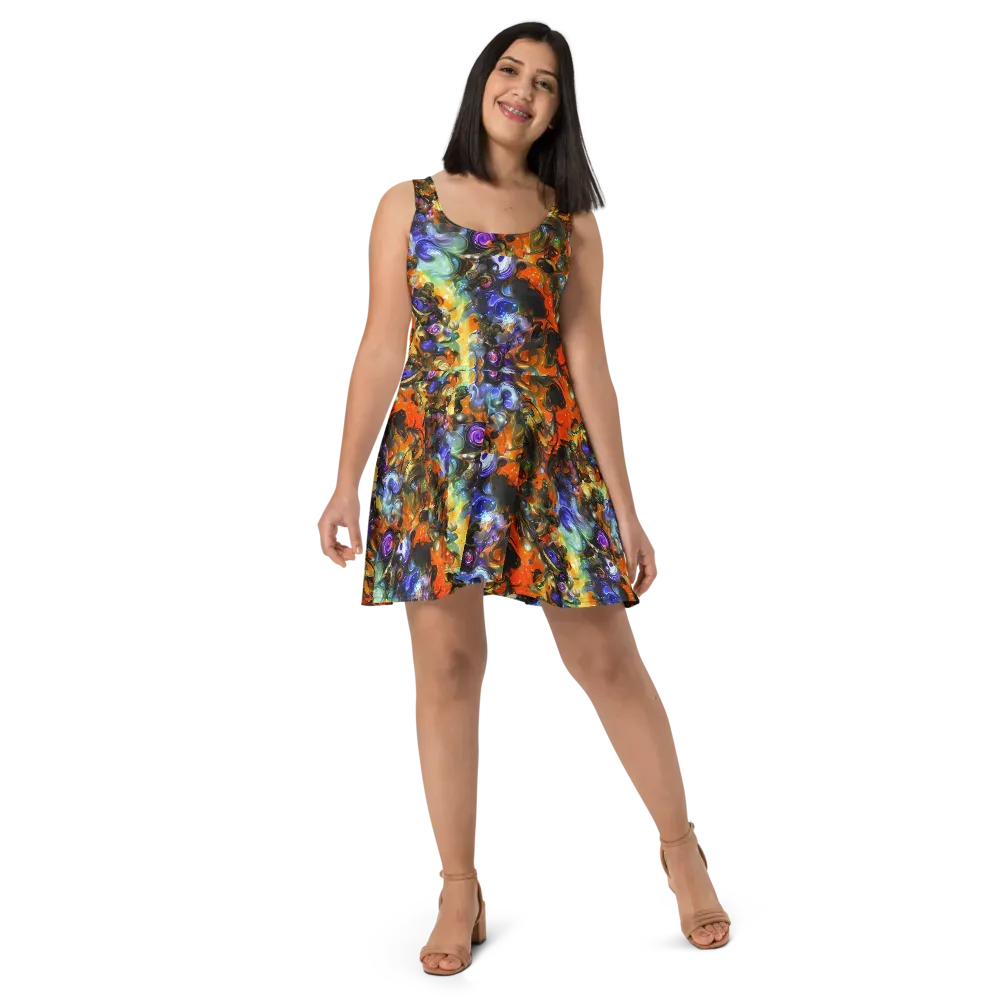 Opal Uprising on Skater Dress — Front
