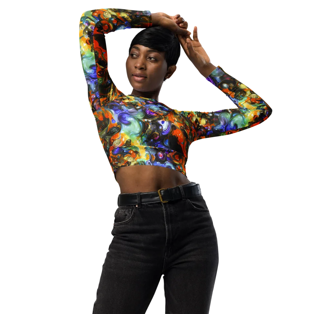 Opal Uprising on Long Sleeve Crop Top — Front
