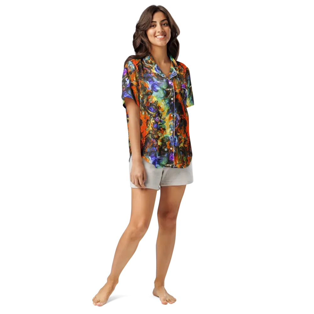 Opal Uprising on Women's Short Sleeve Pajama Top — Front
