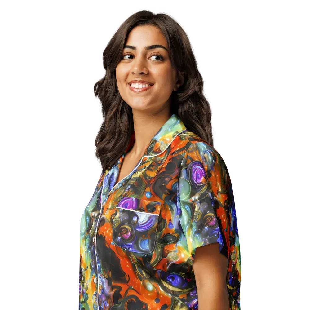 Opal Uprising on Women's Short Sleeve Pajama Top — Left Front