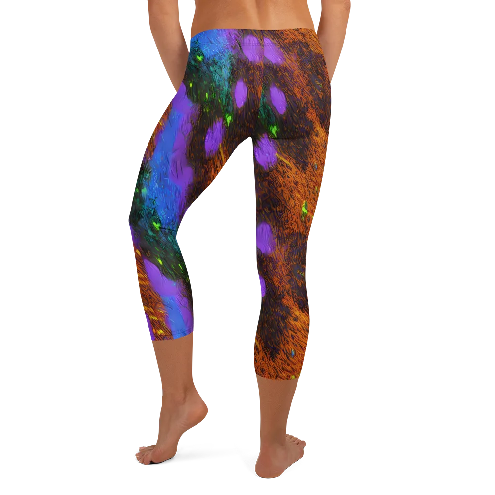 Feral Fluorescence on Capri Leggings — Back