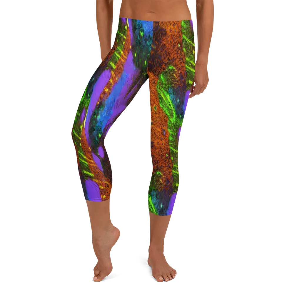 Feral Fluorescence on Capri Leggings — Front