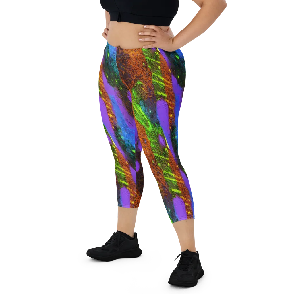 Feral Fluorescence on Capri Leggings — Front