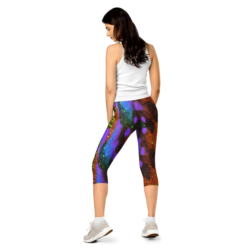 Feral Fluorescence on Capri Leggings — Back