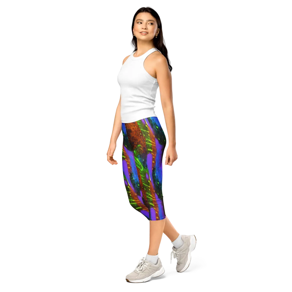 Feral Fluorescence on Capri Leggings — Left Front