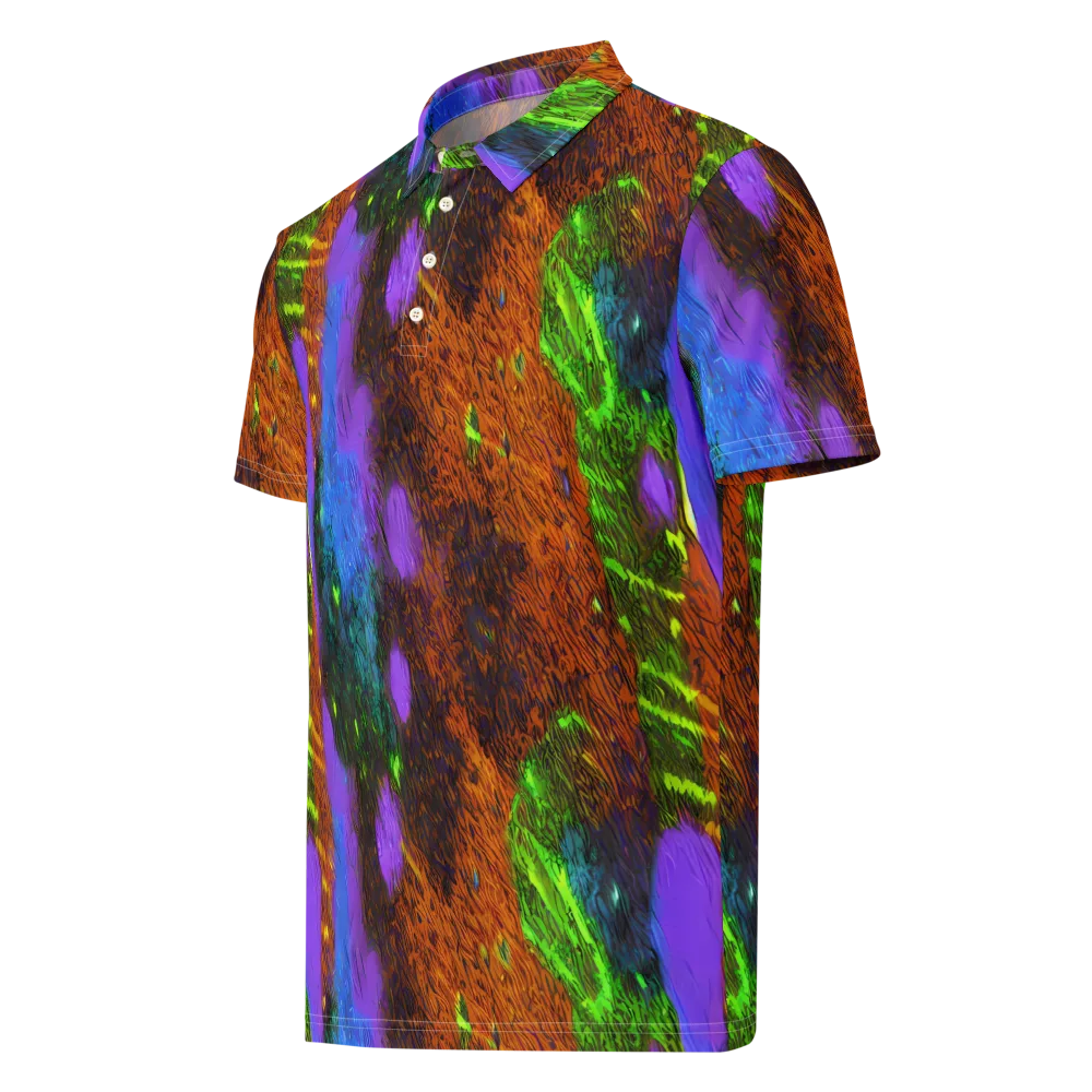 Feral Fluorescence on Men's Slim Fit Polo Shirt — Left Front