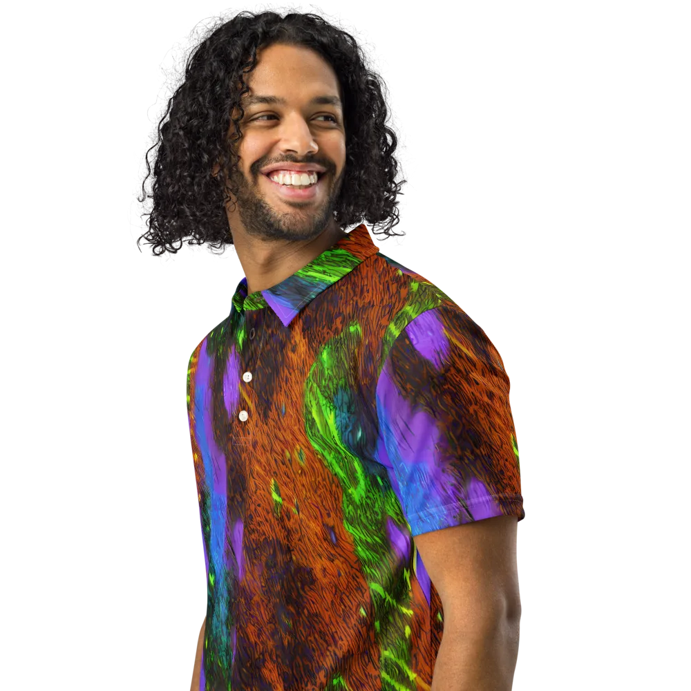 Feral Fluorescence on Men's Slim Fit Polo Shirt — Left Front