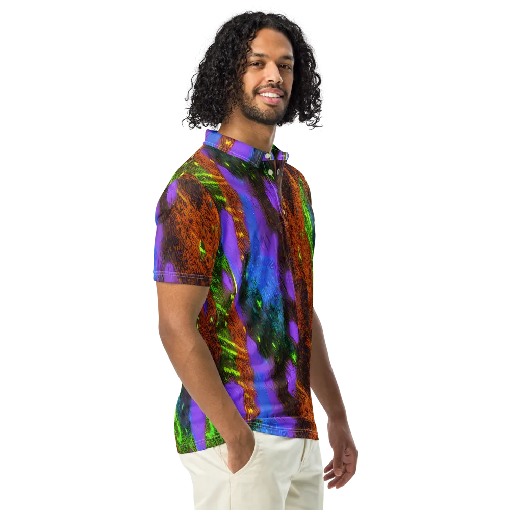 Feral Fluorescence on Men's Slim Fit Polo Shirt — Right Front