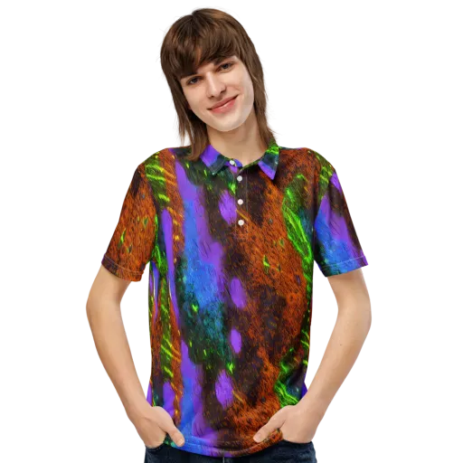 Feral Fluorescence on a Men's Slim Fit Polo Shirt