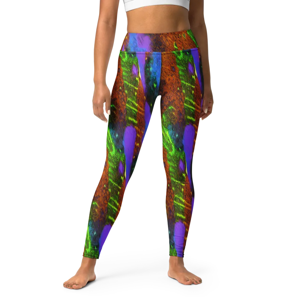 Feral Fluorescence on Yoga Leggings — Front