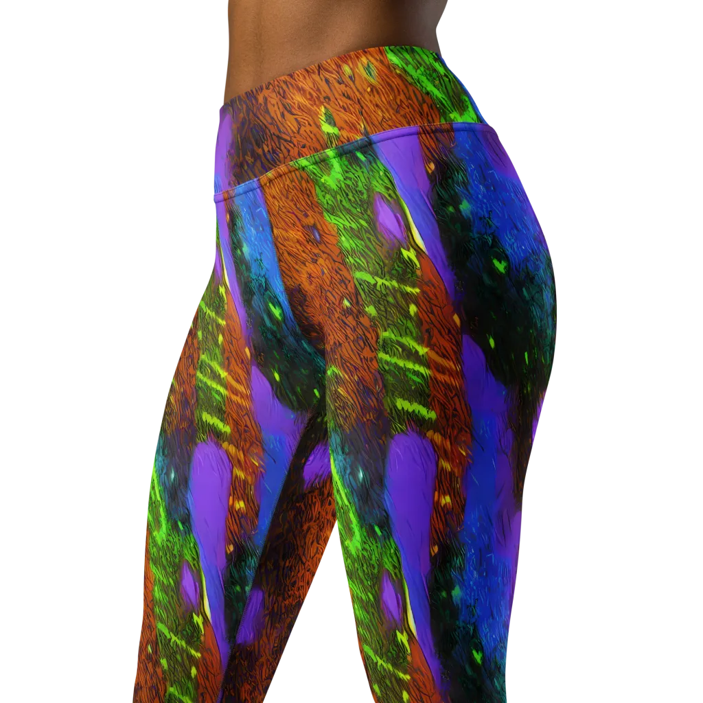 Feral Fluorescence on Yoga Leggings — Left Front
