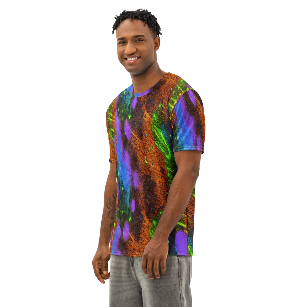 Feral Fluorescence on Men's Cotton Crew Neck T-Shirt — Left Front