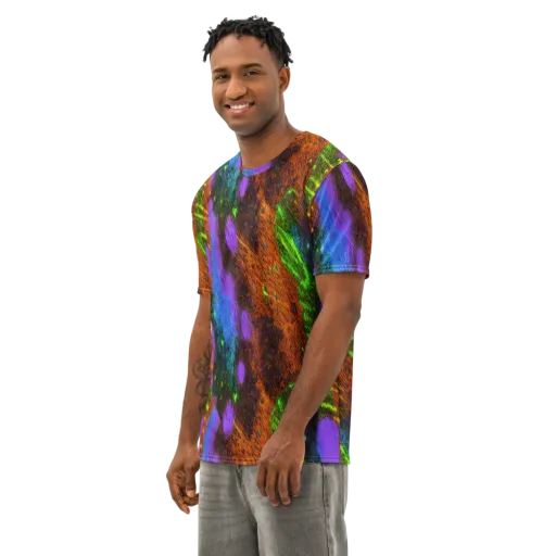 Feral Fluorescence on a Men's Cotton Crew Neck T-Shirt