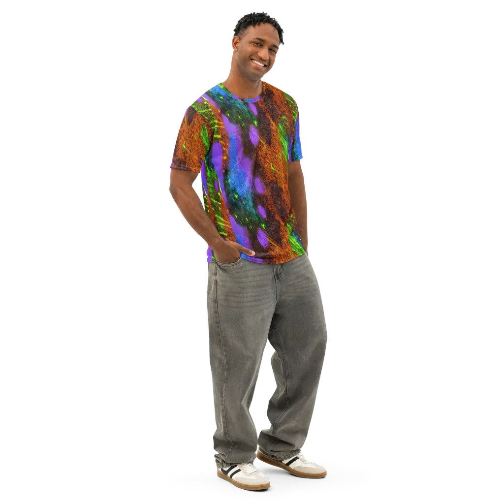 Feral Fluorescence on Men's Cotton Crew Neck T-Shirt — Right Front